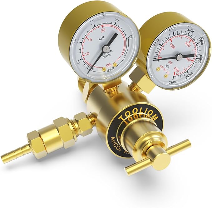 TOOLIOM Argon CO2 Regulator, Welding Gas Regulator for MIG and TIG, 0-4000 PSI Input Pressure,CGA580 Inlet Connection