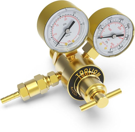 TOOLIOM Argon CO2 Regulator, Welding Gas Regulator for MIG and TIG, 0-4000 PSI Input Pressure,CGA580 Inlet Connection