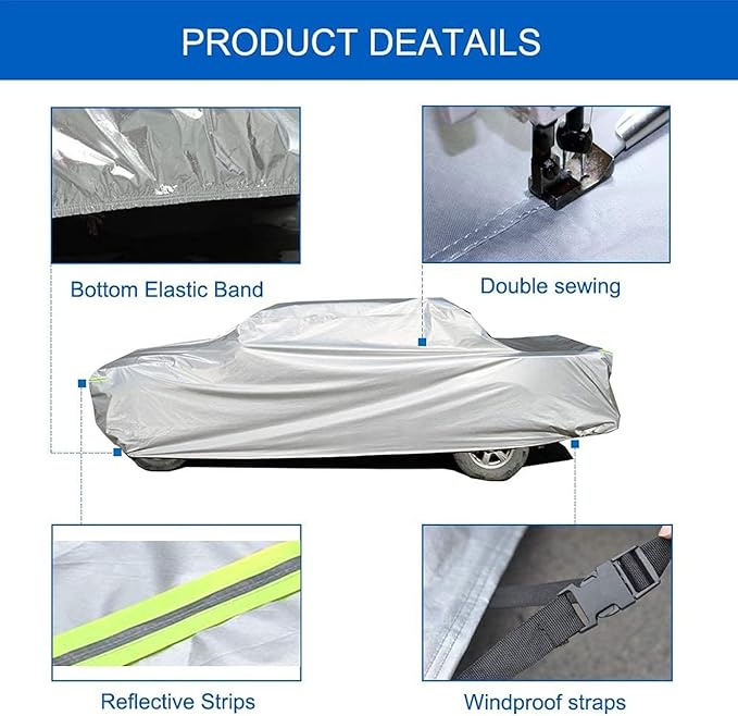 Truck Cover Waterproof Custom Fit GMC Sierra 1500-3500 Regular 6.5'/6.6' Bed (1998-2018), 6 Layers Heavyweight Pickup Car Cover Outdoor Indoor Sun UV Rain Snow Wind Protection.