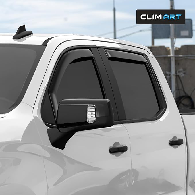 CLIM ART in-Channel Incredibly Durable Rain Guards for Chevrolet (Chevy) Silverado/GMC Sierra 1500 2019-2026 Crew Cab, Original Window Deflectors, Vent Window Visors, Truck Accessories, 4pcs- 619003LP