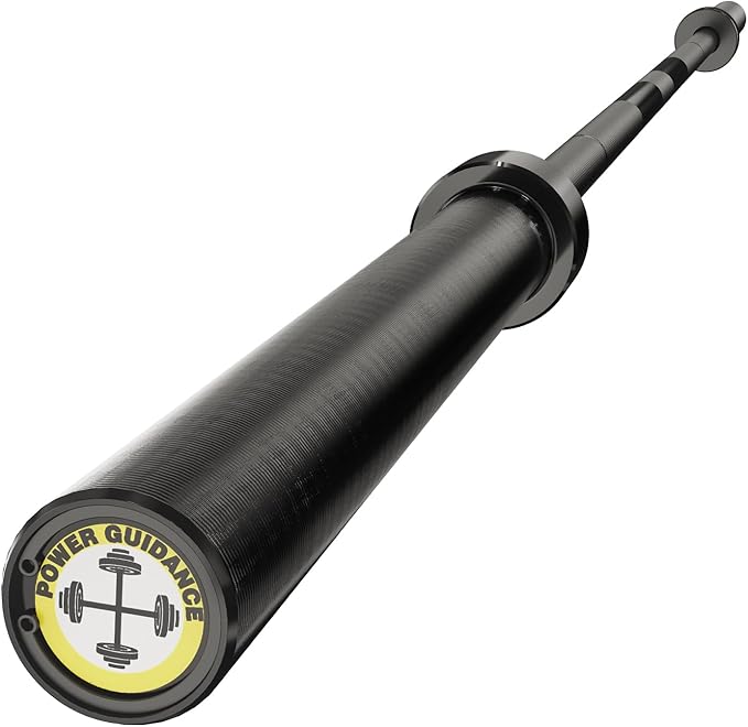 POWER GUIDANCE Olympic Barbell Solid Bar, 7ft Strength Training Bar for Weightlifting, Home Fitness, 1600-Pound Capacity