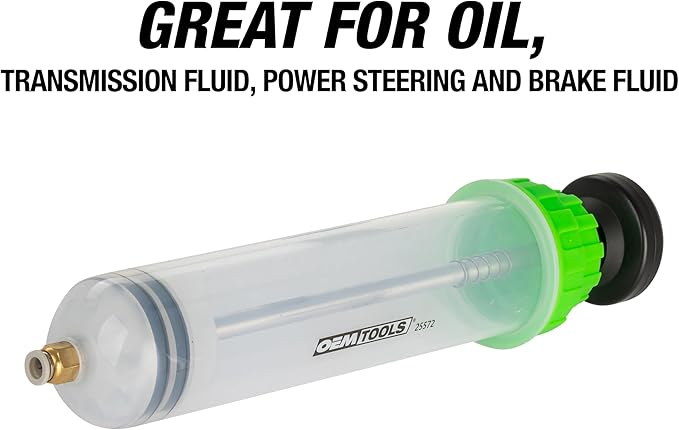 OEMTOOLS 500cc Fluid Extractor and Filler Pump – High-Capacity Precision Vacuum Pump for Brake Fluid, Transmission, Power Steering, and Coolant – Dual-Scale Cylinder, Extension Tubes, service Design