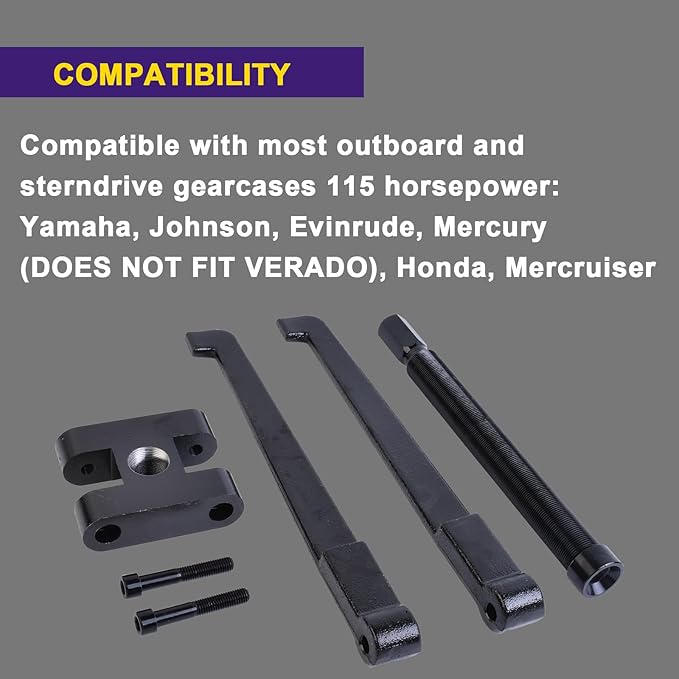 Lower Unit Bearing Carrier Puller Tool for Outboard and Sterndrive Gearcases 115HP and Above, Adjustable Arm Design for Precise Fit and Easy Removal (Black)