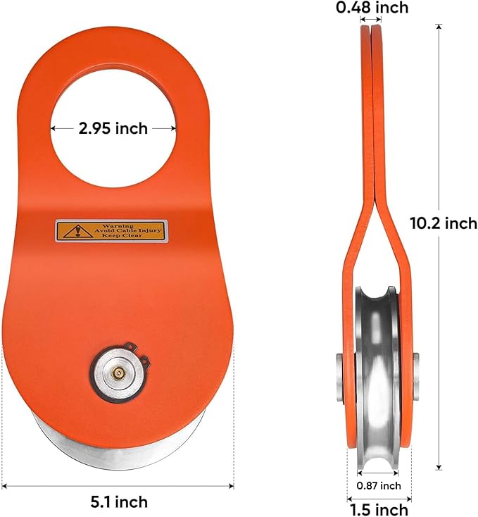 TICONN 10 Ton Winch Snatch Block Towing Pulley Blocks 22,000 LBS Capacity, Heavy Duty Offroad Recovery Accessory for Truck, Tractor, ATV & UTV