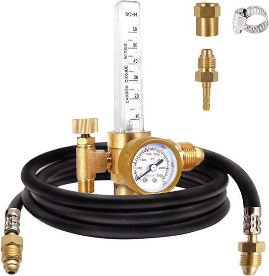 BO WELD Argon CO2 Regulator Flow Meter Gas Regulator with 6.8ft Gas Hose for TIG MIG Welder