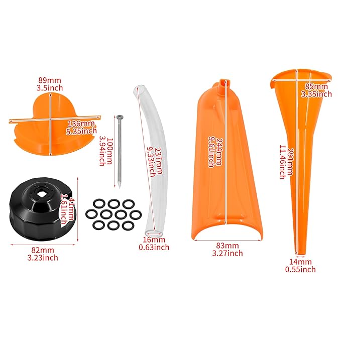 Oil Change Kit Crankcase Fill Oil Funnel Oil Filter Cap Wrench Primary Case Oil Fill Funnel Drip Oil Filter Funnel O-Rings Set Fit for Harley Models