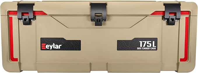 SRX-175 Overlanding Cargo Case – 175L Waterproof Storage Box for Camping, Off-Road & Truck Bed Gear – Heavy-Duty Lockable Storage with Gas Strut Lid, Stackable Design & Interior Organizer Tray (Tan)