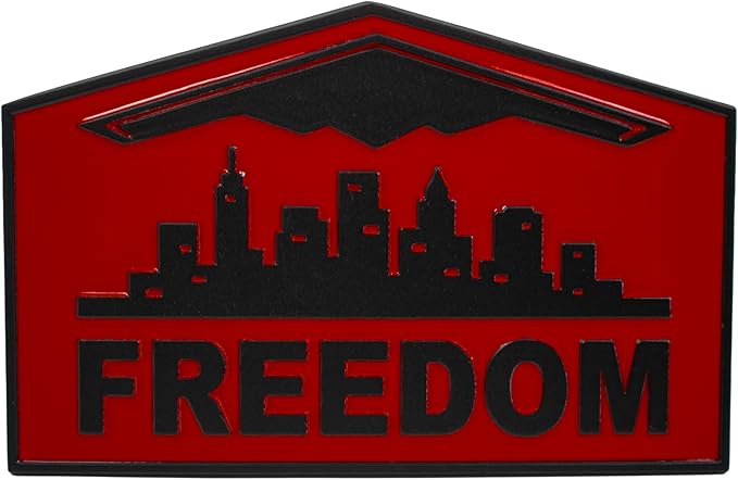 Freedom Emblem, Custom Metal Alloy B-2 Stealth Badge, Exterior Automotive Accessories, Universal Fit for Car, Truck, SUV (Red)