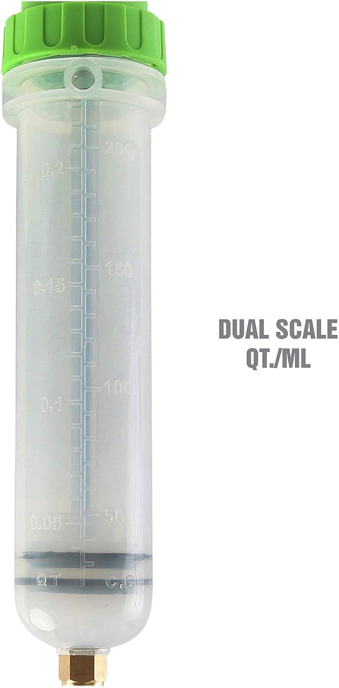 OEMTOOLS 200cc Small Fluid Extractor and Filler Pump – Precision Vacuum Pump for Brake Fluid, Power Steering, Coolant, and Small Oil Jobs – Dual-Scale Cylinder, Extension Tubes, Serviceable Design