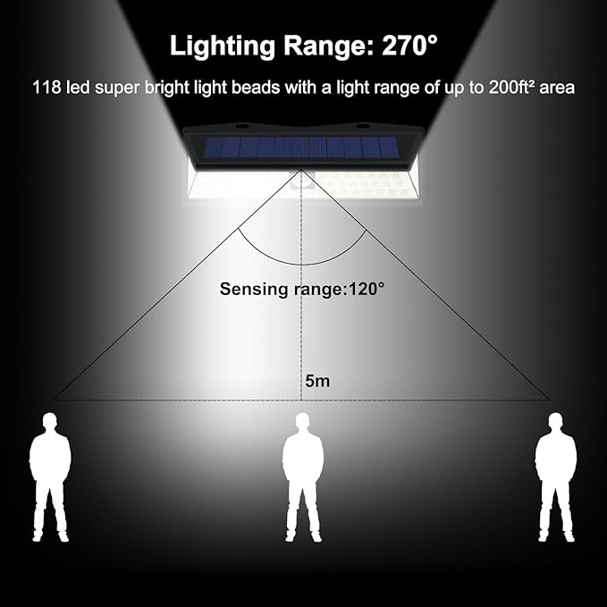 Solar RV Porch Light, 118 LED Motorhome Motion Sensor RV Exterior Lights with Remote Control, Waterproof Camper Outdoor Lights for Motorhome Travel,Travel Trailers, Camper, Food Trucks