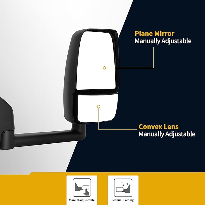 DWVO Side Tow Mirrors Compatible with Chevy Express GMC Savana 2003-2019 1500 2500 3500, Door Mirror with Manual Adjustment Folding Towing Mirrors Replacement Set