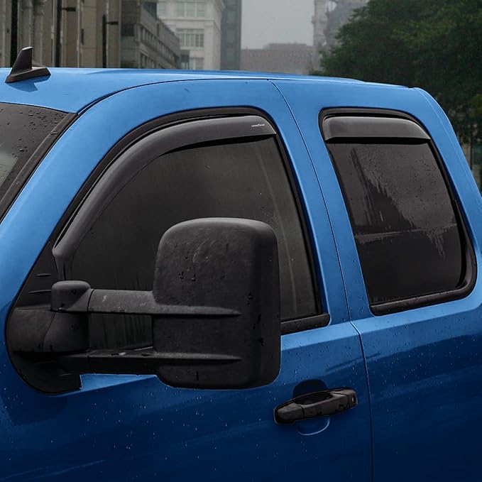 Goodyear Shatterproof in-Channel Window Deflectors for Trucks Chevy Silverado/GMC 1500 Sierra 2007-2013 Extended Cab, Rain Guards, Window Visors, Vent Deflector, Truck Accessories, 4 pcs- GY003418LP