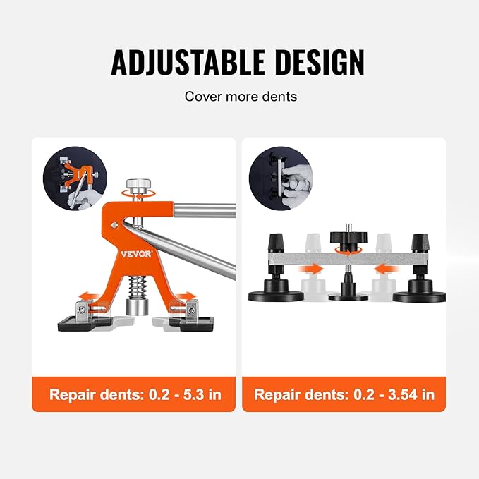 VEVOR 117 PCS Dent Removal Kit, Paintless Dent Repair Kit with Golden Lifter, Bridge Puller, Slide Hammer T-bar Dent Puller, Suction Cup Dent Puller for Auto Body Dents, Hail Damage, Door Ding