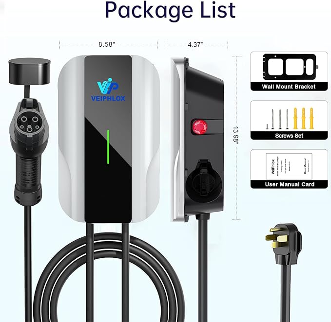 Level 2 EV Charger 40 Amp, EV Chargers for Home 240V, Electric Car Charger 9.6kW, Outdoor/Indoor Electric Vehicle Fast Charging Stations, EVSE with NEMA 14-50 Plug, 25ft Cable, J1772