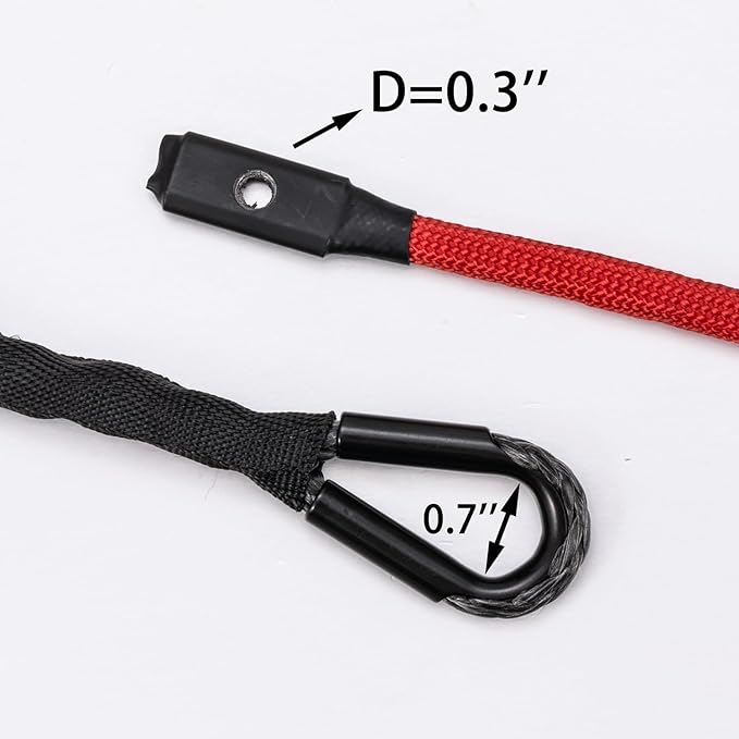 Synthetic Winch Rope 1/4" x 50 ft, 10,000 lbs Pulling Strength, with Protective Sleeve, Safety Pull Strap for ATV, UTV, and Offroad Vehicles (Black, 1/4" x 50 ft)