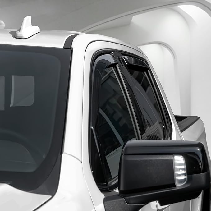 CLIM ART in-Channel Incredibly Durable Rain Guards for GMC Sierra 1500 2019-2026 Crew Cab,Original Window Deflectors,Vent Deflector,Vent Window Visors,Truck Accessories,4pcs-619003LPv