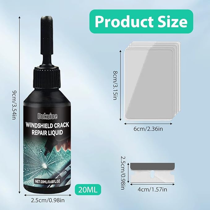 Cracked Windshield Repair Kit,Car Windshield Crack Repair Kit,Fast and Convenient,Glass Repair Liquid for Cracks,Applicable to All Types of Cracks（2Pcs）