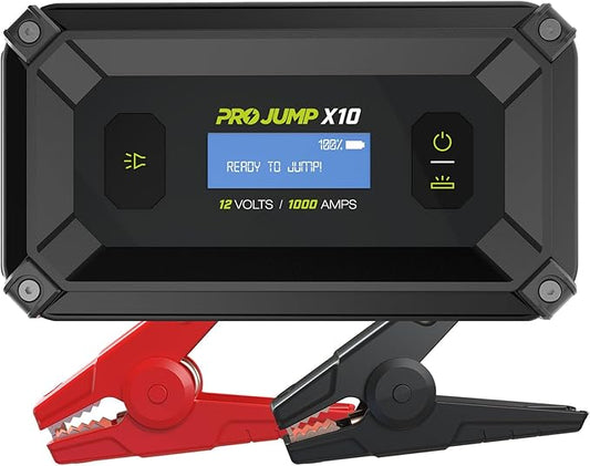X10 1000A Peak Car Jump Starter with Cross Jump Technology, 10000mAh Portable Power Bank, LCD Screen, for up to 6.0L Gas and 3.0L Diesel Engines
