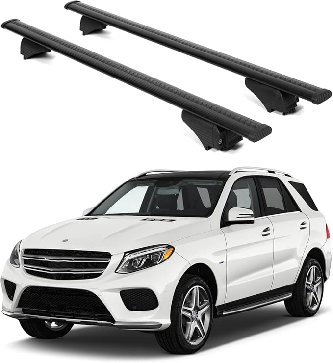 ERKUL Roof Rack Cross Bars for Mercedes Benz GLE (W166) 2015-2019 | Aluminum Crossbars with Anti Theft Lock for Rooftop | Compatible with Raised Rails - Black