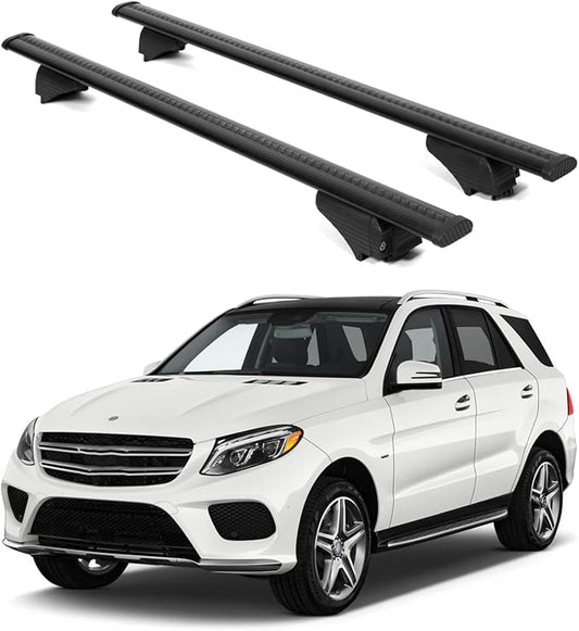 ERKUL Roof Rack Cross Bars for Mercedes Benz GLE (W166) 2015-2019 | Aluminum Crossbars with Anti Theft Lock for Rooftop | Compatible with Raised Rails - Black