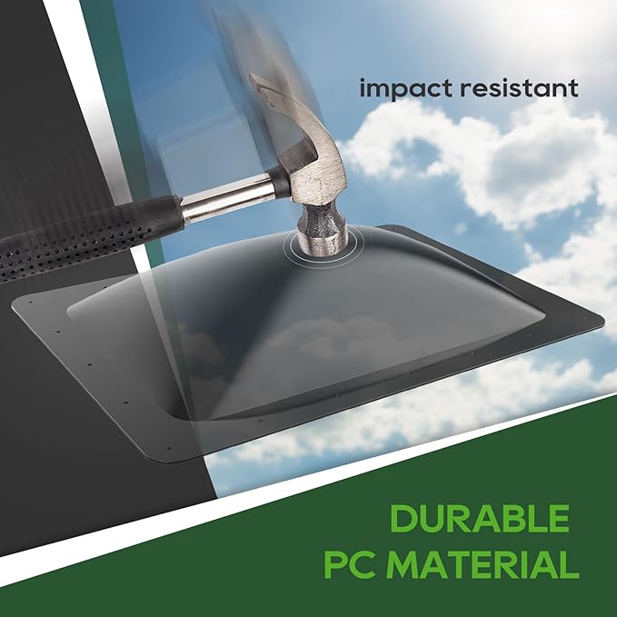RVGUARD RV Skylight Replacement, 18" x 26" Outer Dimension Skylight Fits All Standard 14" x 22" Openings, RV Skylight for Camper Trailer Fifth Wheel Truck, UV Resistant, Impact Resistant, Black
