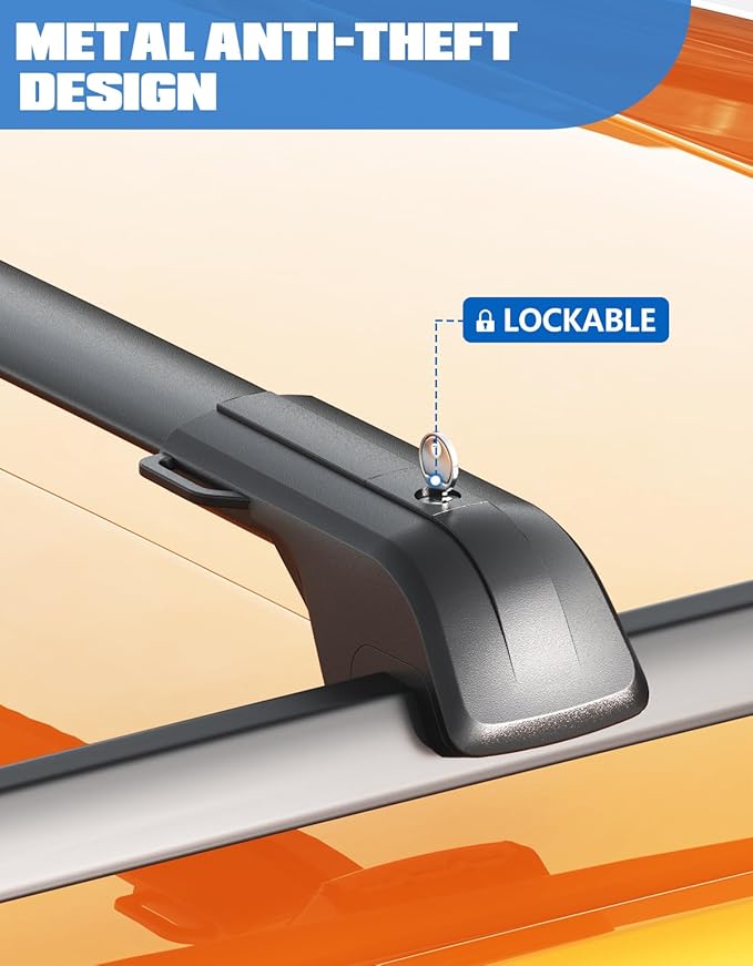 Heavy Duty 330lb Lockable Roof Rack Cross Bars Compatible with Chevy Chevrolet Equinox 2025 2026 (Not for EV) with Raised Rails, Aluminum Roof Rails Crossbars Black Rooftop Cargo Luggage