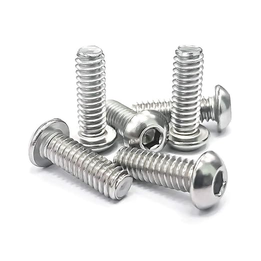 1/4-20 x 1 Button Head Socket Cap Bolts Screws, 304 Stainless Steel 18-8, Allen Hex Drive, Bright Finish, Fully Machine Thread, Pack of 50