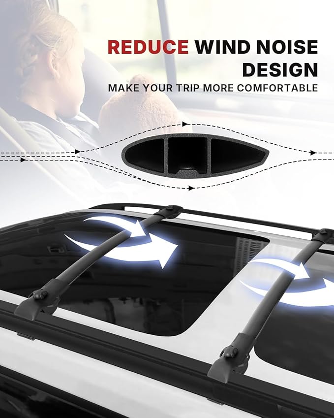 Richeer Roof Rack Cross Bars Fit for 2011-2020 Sienna with Side Rails, Heavy Duty Aluminum Cross Bar for Cargo Racks Rooftop Luggage Carrier Bicycle Roof Bag