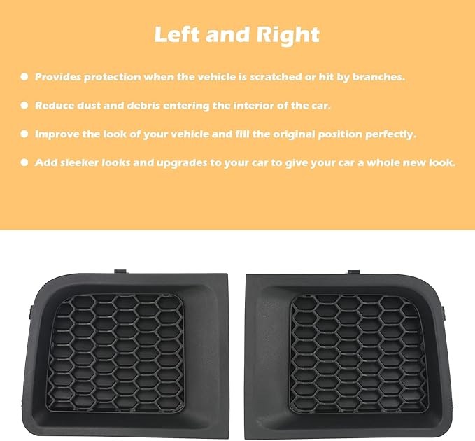 Front Lower Bumper Grille Insert Bezel Covers, Pair Set Replacement for 2015-2017 Jeep Renegade