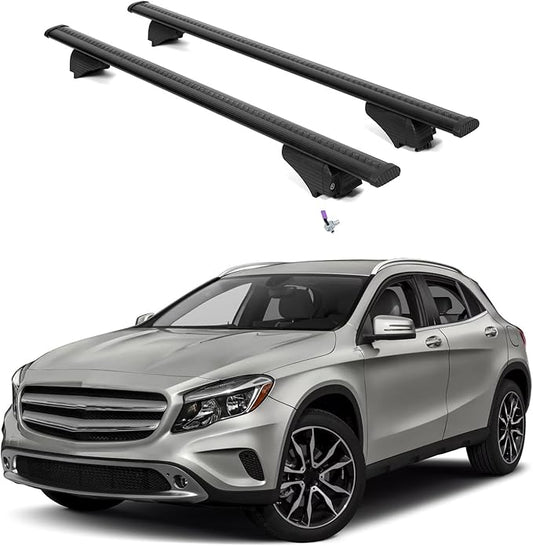 ERKUL Roof Rack Cross Bars for Mercedes Benz GLA 2014-2020 | Aluminum Crossbars with Anti Theft Lock for Rooftop | Compatible with Flush Rails - Black