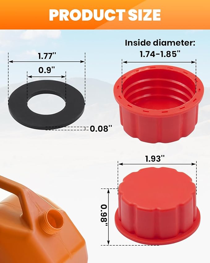 10 PCS Gallon Gas Can Caps, 5 Gallon Coarse Thread Gas Lid for Gasoline, Plastic and Metal Gas Tank Lid, Portable Diesel Fuel Can Cover, Universal Automotive Gas Spout Cap Replacement（Red）