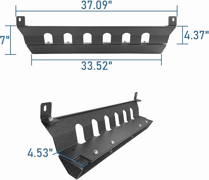 u-Box Wrangler Front Armor Cover Skid Plate Texured Black Steel for Jeep Wrangler JK 2007-2018 2/4 Door