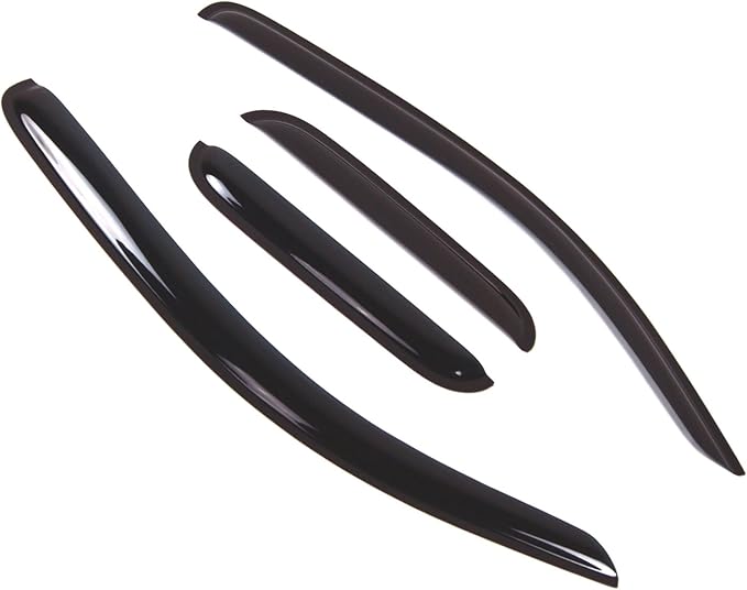 Tuningpros WD2-449 Dark Smoke 4 Pcs Set Window Visor (Outside Mount) Deflector Rain Guard Compatible with 2005-2015 Toyota Tacoma Extended Cab