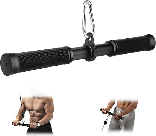 Tricep Pressdowns Straight Bar Cable Attachment ，360 Degree Rotating Bicep Pull Down Bar Triceps LAT Pull Down Bar with Non-Slip Rubber Handle for Gym Cable Machine Attachment Home Gym Accessory