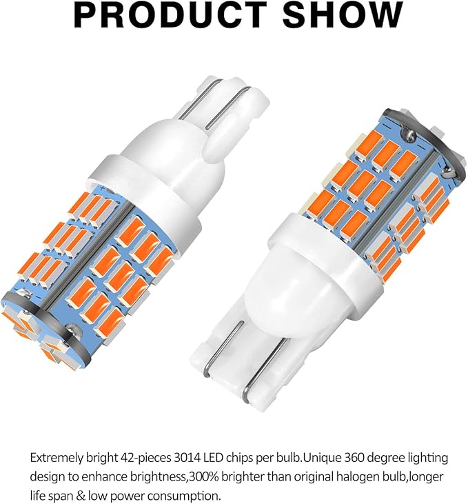 T10 921 194 168 175 LED Bulbs Warm White 20-Packs, Super Bright 3014 42-SMD Replacement 12 Volt RV Camper Trailer Boat Trunk Interior Dome Map License Lights, Backup Reverse Lights