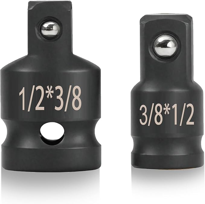 Utoolmart 2 Piece Impact Socket Adapter Set, 1/2"to 3/8" & 3/8"to 1/2" Impact Adapter Set Breaker Bar Wrench Conversions Conversion Kit & Socket Reducer, Cr-Mo