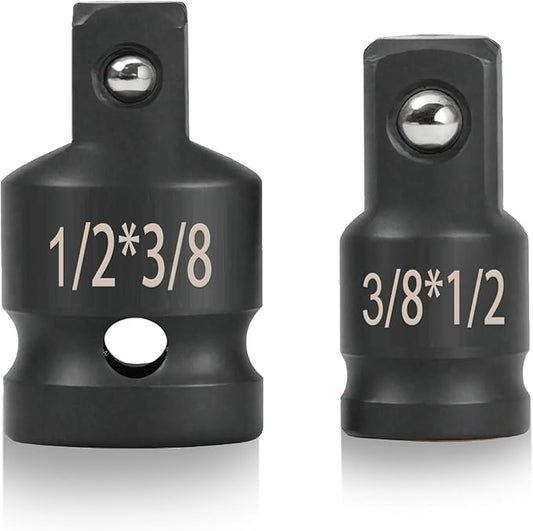 Utoolmart 2 Piece Impact Socket Adapter Set, 1/2"to 3/8" & 3/8"to 1/2" Impact Adapter Set Breaker Bar Wrench Conversions Conversion Kit & Socket Reducer, Cr-Mo