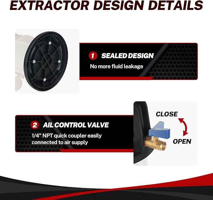 BILITOOLS 9L Pneumatic Oil Extractor Pump, Vacuum Fluid Extractor for Automotive Engine Oil Change Large Capacity 2.4 Gallon for Boat Marine Jetski ect.