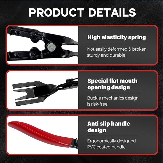 Panel Clip Removal Plier, Professional Automotive Door Panel Upholstery Trim Clip Removal Tool Plier, Remove Push Pin and Press in Trim Fasteners Lift Action, Car Accessories (1set)