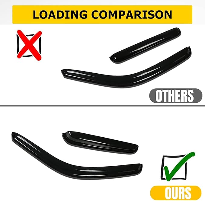 Side Window Wind Deflector,4pc Outside Tape-On Rain Guards Set, Window Visor fit for 1999-2006 Chevy Silverado&GMC Sierra 1500/2500/3500/2500HD and 2007 HD Classic Extended Cab 94044