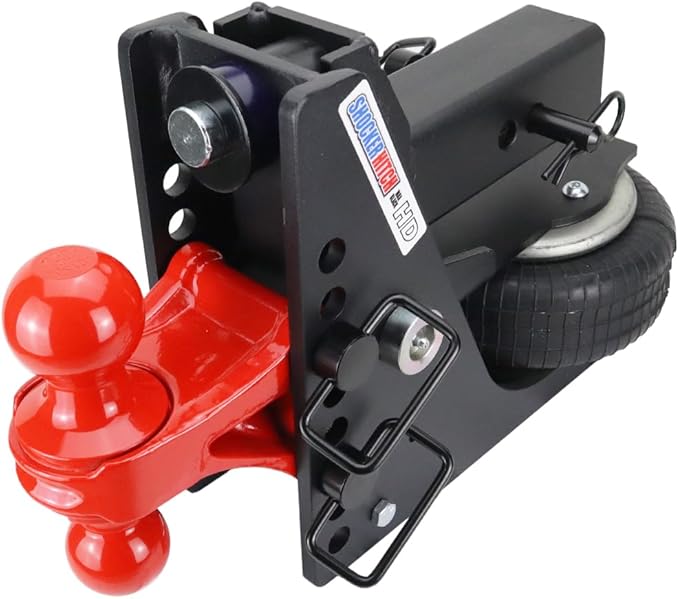 Shocker HD Max Air Hitch & Combo Ball, Fits 2-1/2" Hitch Red Combo 2" & 2-5/16" Balls