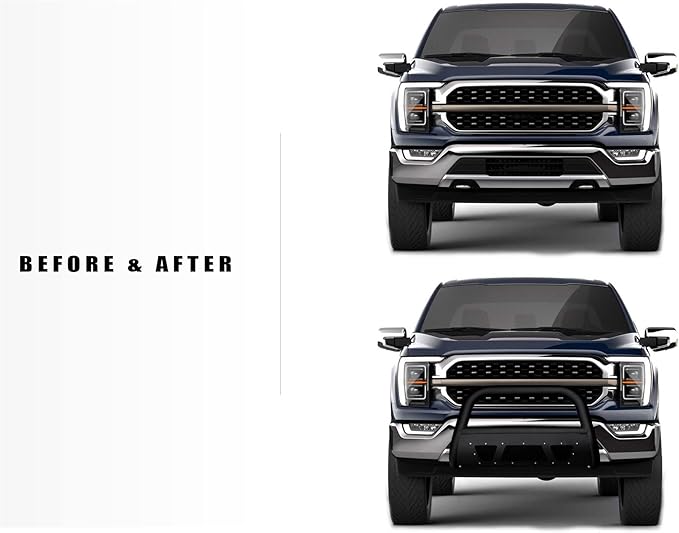 Armordillo MS Series Studded Aluminum Mesh Bull Bar Compatible with 2019-2021 Chevy Silverado/GMC Sierra 1500|8723685|Matte Black|Front Bumper Guard|Bull Guard