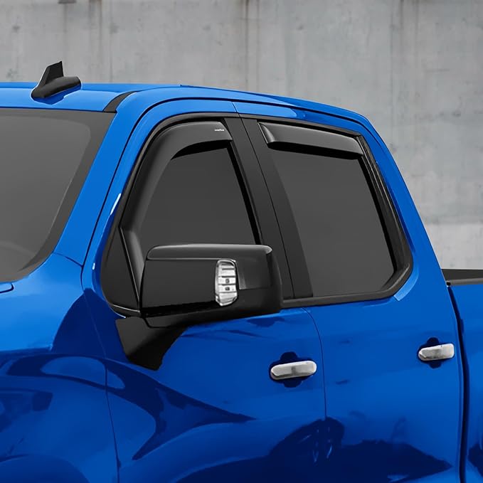 Goodyear Shatterproof in-Channel Window Deflectors for Chevrolet (Chevy) Silverado/GMC Sierra 1500 2019-2026 Crew Cab,Rain Guards,Window Visors,Vent Deflector, Truck Accessories,4pcs- GY003415LP