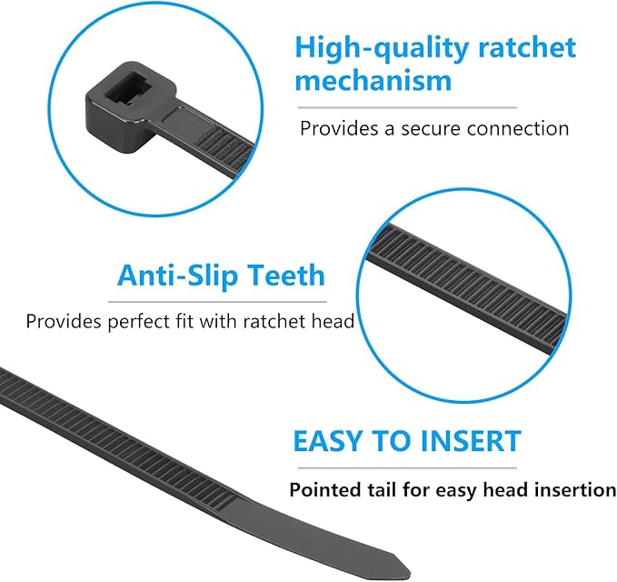 100PCS 18 inch Blue Zip Ties Heavy Duty, 75LBS Tensile Strength, Self-Locking Heavy Duty UV Resistant Cable Ties for Indoor and Outdoor Use