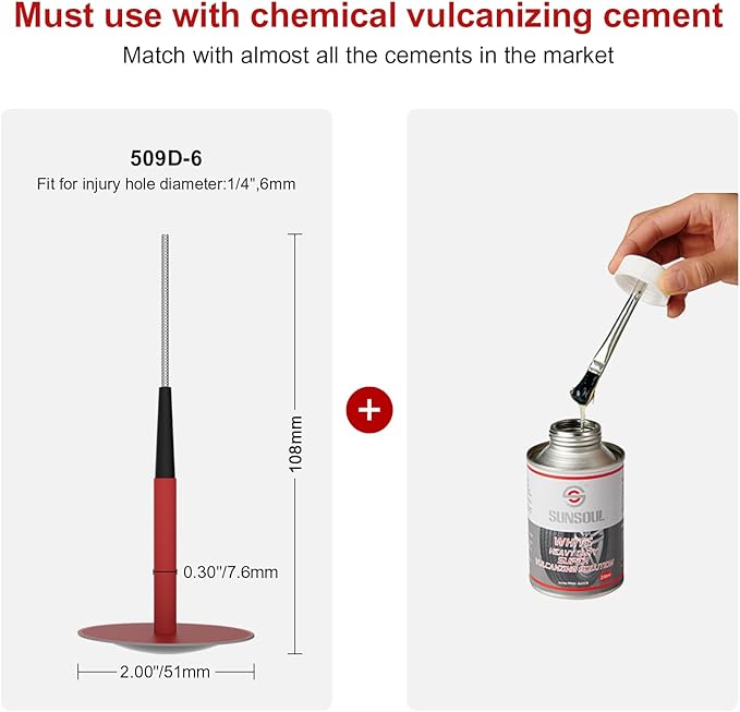 SUNSOUL 24pcs Combination Repair Unit,Tire Repair Patch Plug 0.30” x 2”,Tire Patch Plug Kit,Mushroom Tire Plug Patch for Car Motorcycle Truck Bus