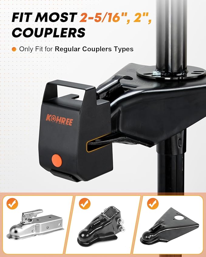 Kohree Trailer Hitch Lock for 2 5/16", 2" Couplers, Heavy Duty Anti Theft Trailer Coupler Lock with Handle for RV, Camper, Boat, Solid Steel Tow Lock for Trailer Tongue