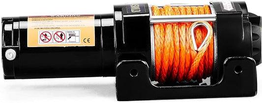 MOTORHOT 4500 lb Electric Winch with Synthetic Rope,12V DC ATV UTV Winch with Both Wireless Handheld Remote and Corded Control,IP67 Waterproof Portable Power Winch for Off-Road Recovery,Towing,Boat