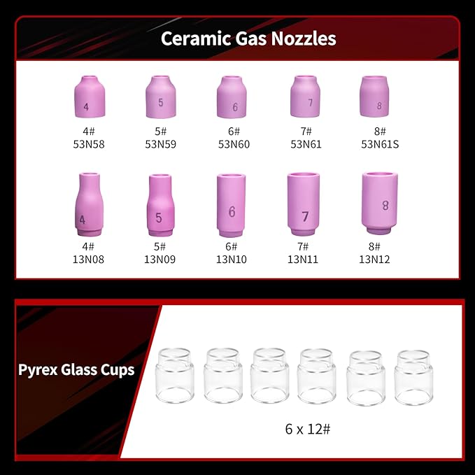 American Standard 71 Pcs TIG Welding Accessories Kit, TIG Welding Torch Stubby Gas Lens #12 Pyrex Glass Cup Kit For WP-17/18/26