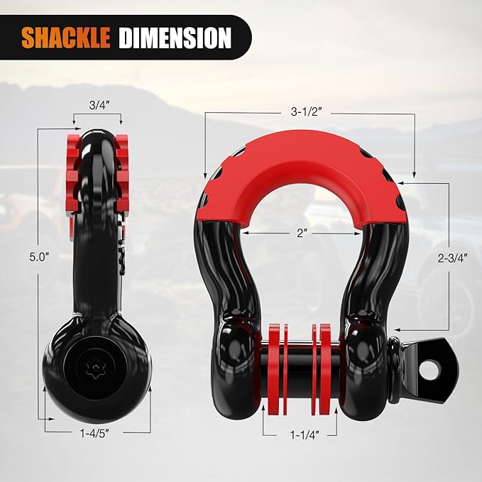 Nilight Kinetic Recovery Tow Rope Kit with 3/4" Anti-Theft D-Ring Shackles 1" x 30ft Heavy Duty Offroad Tow Rope Snatch Strap Towing Strap kit 48,000LBS for UTV ATV SUV Truck Car Jeep Tractor