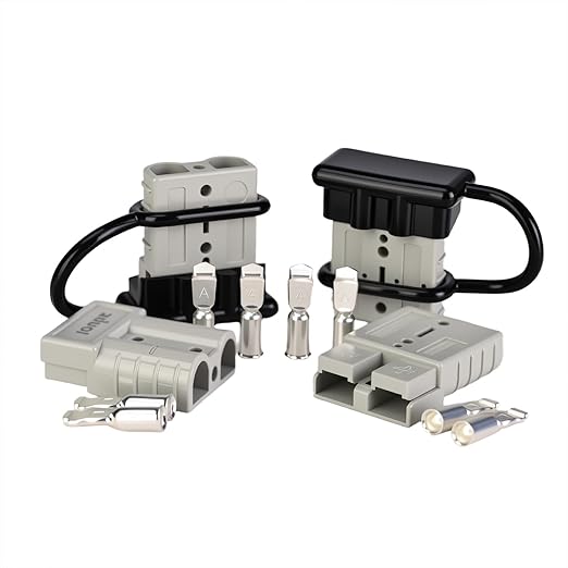 4 Pack 50AMP Battery Quick Connect Disconnect Kit - 6 Gauge Wire Harness Plug Set for Winch, RV, Truck, Car, ATV, Motor - Heavy Duty Power Connector with Cables (Gray)